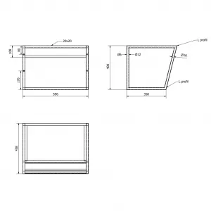 SKA konštrukcia s policou 600x400x460mm, biela mat SKA111