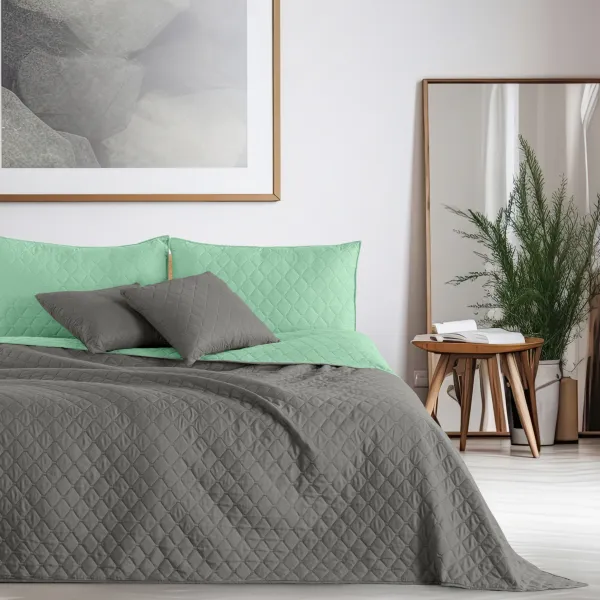 Obojstranný prehoz na posteľ DecoKing Axel mentolový/oceľový, veľkosť 200x220