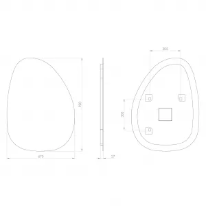 SAPHO - STEN LED podsvietené zrkadlo 67x92cm NA372