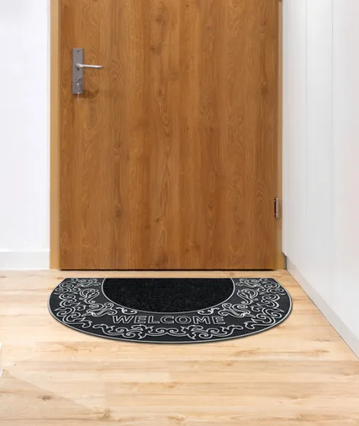 Rohožka BH 103W Welcome čierna / strieborná, polkruh