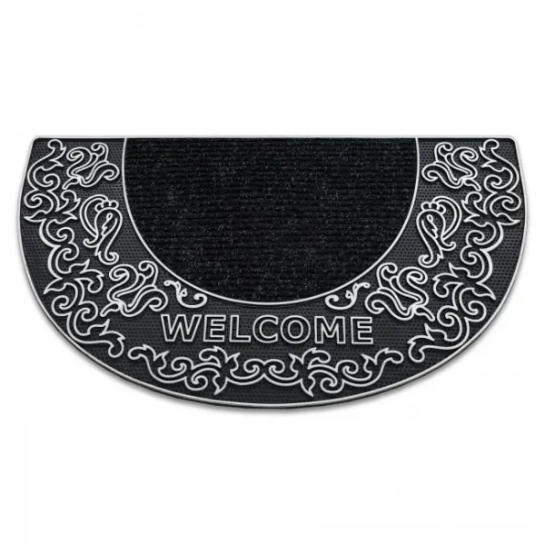 Rohožka BH 103W Welcome čierna / strieborná, polkruh