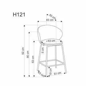 Barová stolička H121 Halmar Šedá