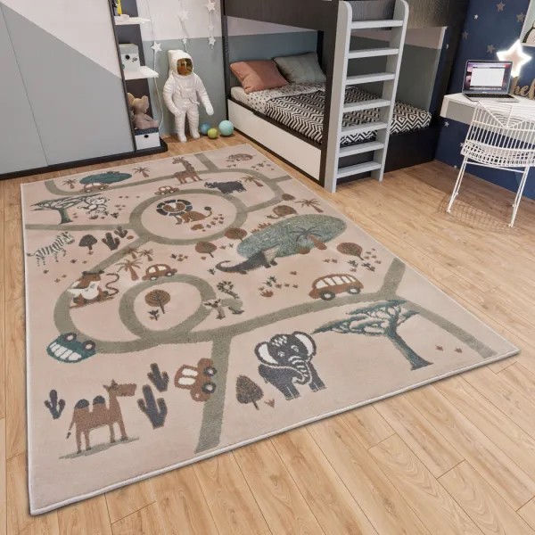 Hanse Home Collection koberce Detský koberček Adventures 105972 Cream Brown Grey - 120x170 cm