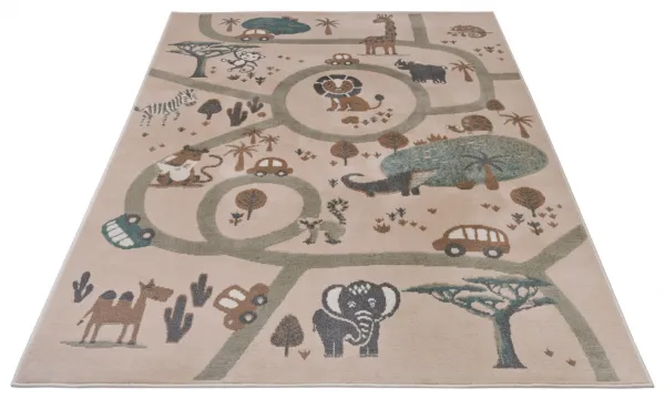 Hanse Home Collection koberce Detský koberček Adventures 105972 Cream Brown Grey - 120x170 cm