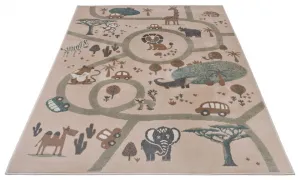 Hanse Home Collection koberce Detský koberček Adventures 105972 Cream Brown Grey - 120x170 cm