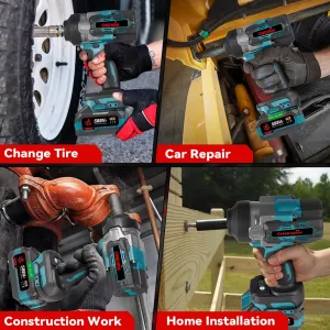 ONEVAN 2800N.M 2800W bezuhlíkový elektrický rázový uťahovák 1/2" palcový vhodný pre batériu Makita 18V + 10 ks gola sada v cene, kufor