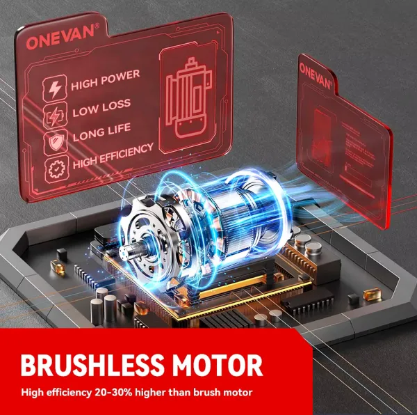ONEVAN 2800N.M 2800W bezuhlíkový elektrický rázový uťahovák 1/2" palcový vhodný pre batériu Makita 18V + 10 ks gola sada v cene, kufor