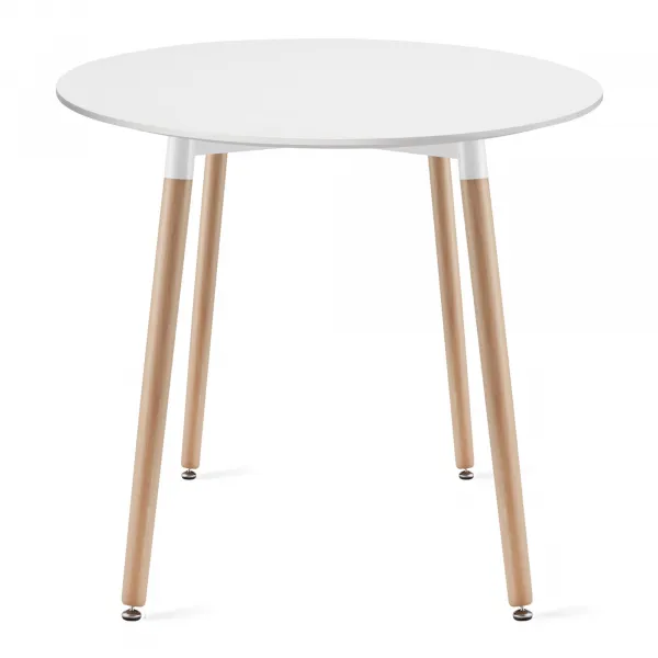 Okrúhly stôl KAMI 80 cm - biely / prírodné nohy 9403 20 80 00