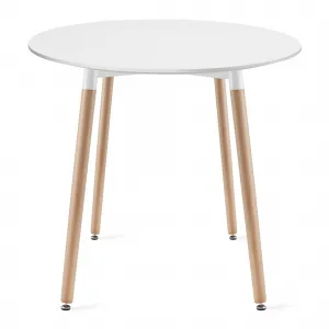 Okrúhly stôl KAMI 80 cm - biely / prírodné nohy 9403 20 80 00