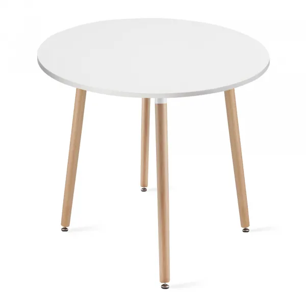 Okrúhly stôl KAMI 80 cm - biely / prírodné nohy 9403 20 80 00