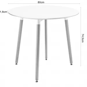 Okrúhly stôl KAMI 80 cm - biely / prírodné nohy 9403 20 80 00