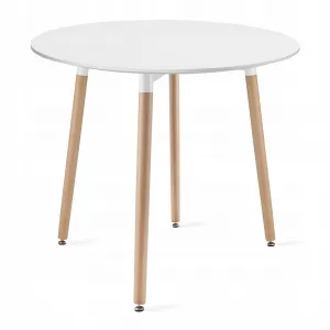 Okrúhly stolový set KAMI 80 biely + 4 stoličky MARK čierne
