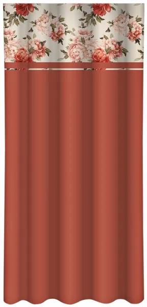 ElegantnýoranžovýzávesspotlačoufarebnýchkvetovŠírka:160cm|Dĺžka:250cm