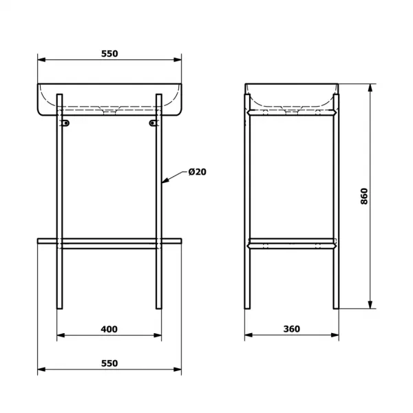 PUNO podstavec s umývadlom 550x860x360mm, zlato mat SKA570-5-01