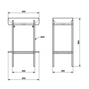 PUNO podstavec s umývadlom 550x860x360mm, zlato mat SKA570-5-01