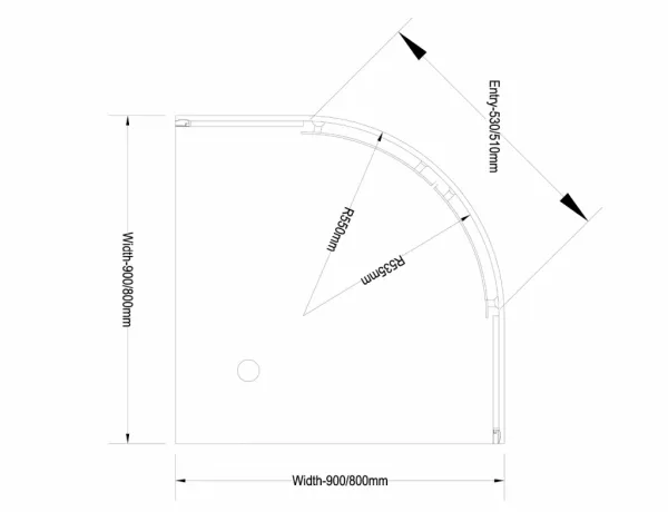 ARLETA štvrťkruhová sprchová zástena 800x800mm, číre sklo HLS800Y