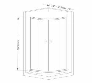ARLETA štvrťkruhová sprchová zástena 800x800mm, číre sklo HLS800Y