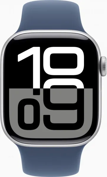 Apple Watch S10 Cell/46mm/Silver/Sport Band/Denim/-S/M