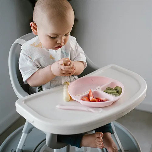 BabyOno silikónový delený tanierik s prísavkou ružový