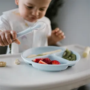 BabyOno silikónový delený tanierik s prísavkou šedo-modrý