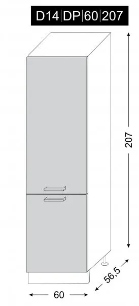 ArtExt Kuchynská skrinka vysoká SILVER | D14DP 60 207 Farba korpusu: Grey