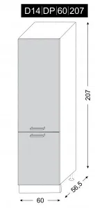 ArtExt Kuchynská skrinka vysoká SILVER | D14DP 60 207 Farba korpusu: Grey