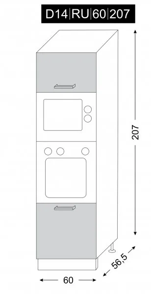 ArtExt Kuchynská skrinka vysoká pre vstavané spotrebiče SILVER | D14RU 60 207 Farba korpusu: Grey