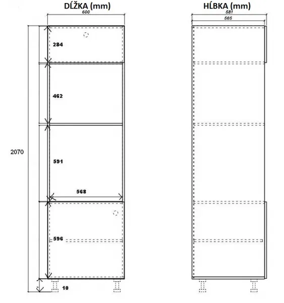 ArtExt Kuchynská skrinka vysoká pre vstavané spotrebiče AVELLINO | D14RU 60 207 Farba korpusu: Grey