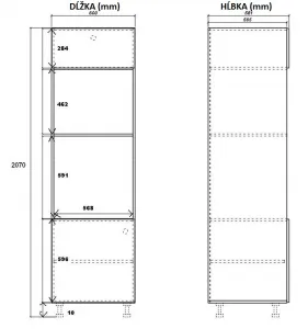 ArtExt Kuchynská skrinka vysoká pre vstavané spotrebiče AVELLINO | D14RU 60 207 Farba korpusu: Grey