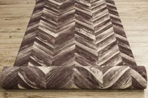 Protišmykový behúň DIGITAL - CHEVRON hnedý / béžový
