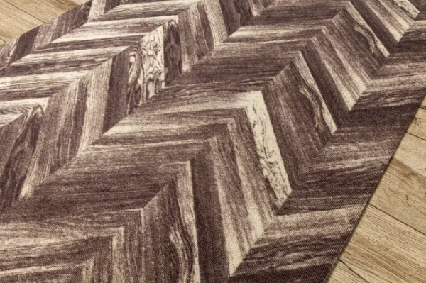 Protišmykový behúň DIGITAL - CHEVRON hnedý / béžový