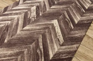 Protišmykový behúň DIGITAL - CHEVRON hnedý / béžový
