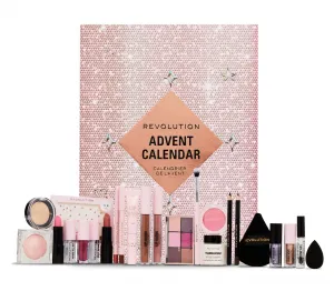 Makeup Revolution Xmass 2024 Advent Calendar - Adventný kalendár s 24 kozmetickými doplnkami a produktmi