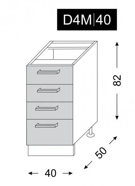 ArtExt Kuchynská skrinka spodná SILVER | D4M 40 Farba korpusu: Grey