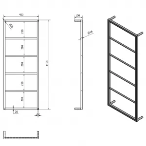SKA Nástenný sušiak uterákov, 450 mm, biela mat SKA511