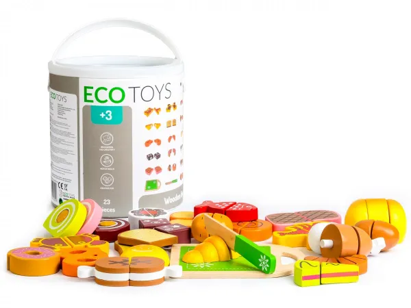ECOTOYS Drevené potraviny - 23 kusov