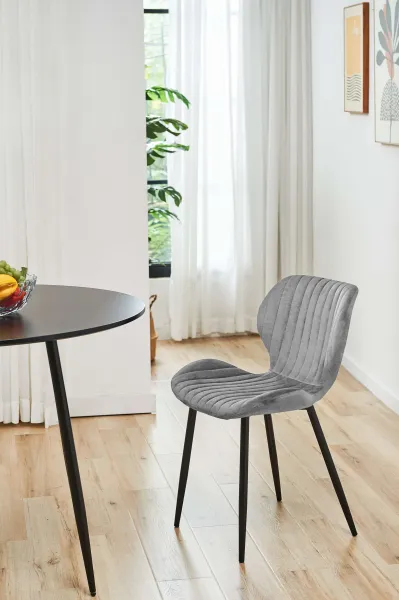 Ak furniture Sametová čalouněná prošívaná židle Apas šedá