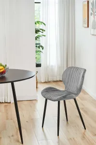 Ak furniture Sametová čalouněná prošívaná židle Apas šedá