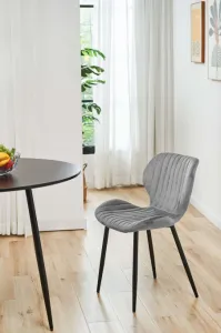 Ak furniture Sametová čalouněná prošívaná židle Apas šedá