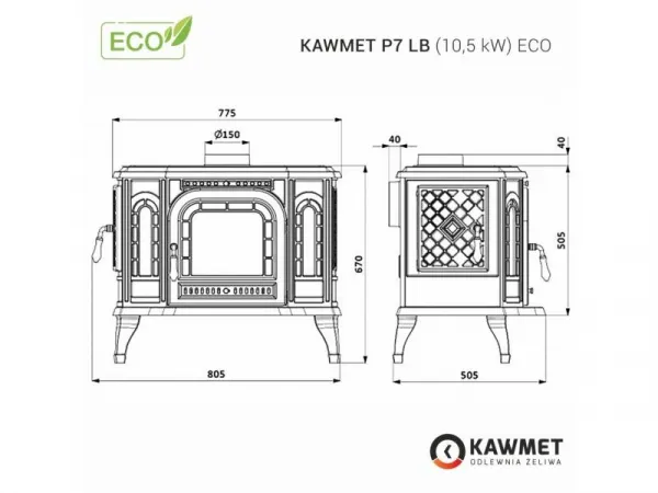 Kawmet P7 LB (10,5kW) ECO - liatinové kachle
