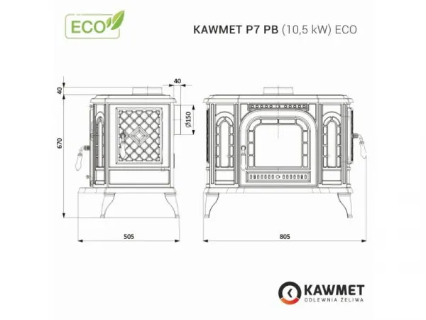 Kawmet P7 PB (10,5kW) ECO - liatinové kachle