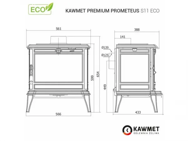 Kawmet Premium PROMETEUS S11ECO - liatinové kachle