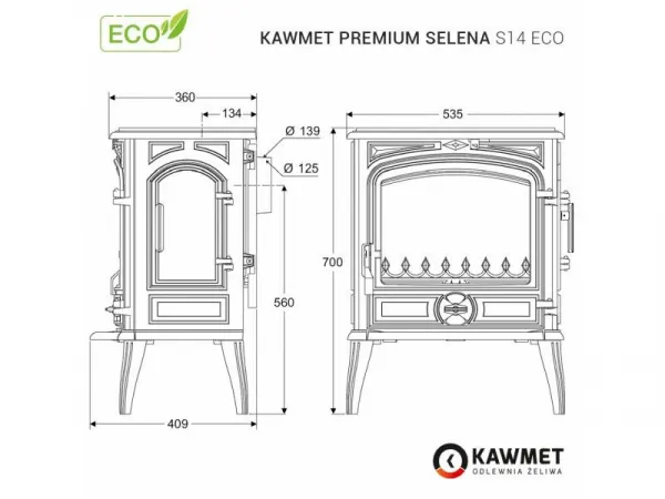 Kawmet Premium SELENA S14 ECO - liatinové kachle