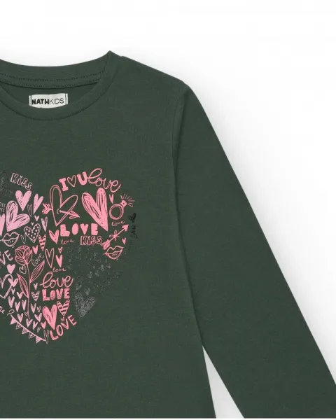 nath kids Tričko s dlhým rukávom Love zelené Veľkosť: 122