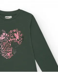 nath kids Tričko s dlhým rukávom Love zelené Veľkosť: 122