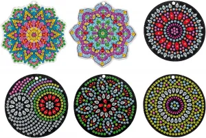 Diamantové maľovanie Prívesky Mandala, sada 6 ks