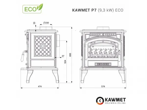 Kawmet P7 (9,3kW) ECO - liatinové kachle