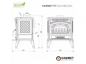 Kawmet P7 (9,3kW) ECO - liatinové kachle