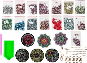 Diamantové maľovanie Prívesky Mandala, sada 6 ks