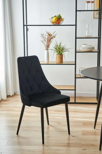 Ak furniture Sametová čalouněná prošívaná židle Eliza černá